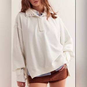 Free People We The Free Camden Henley Sweatshirt in Optic white XS